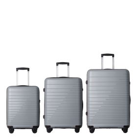Luggage Set 3 Piece, PP Hardshell Carry on Suitcase with Spinner Wheels & TSA Lock, Lightweight Suitcases for Business, Trip, (20"/24"/28"), Gray