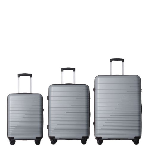 Luggage Set 3 Piece, PP Hardshell Carry on Suitcase with Spinner Wheels & TSA Lock, Lightweight Suitcases for Business, Trip, (20"/24"/28"), Gray