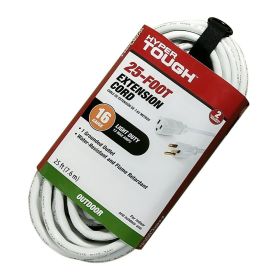 25FT 16AWG 3 Prong White Single Outlet Outdoor Extension Cord