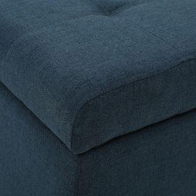 Upholstered Storage Ottoman Bench, Entryway Bench, End of Bed Bench, Ottoman Foot Rest for Living Room Bedroom, Navy Blue 50.75" Length