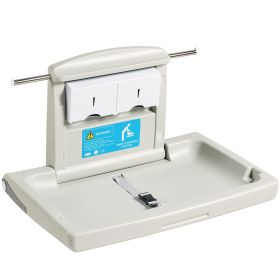 VEVOR Wall-Mounted Baby Changing Station, Horizontal Foldable Diaper Change Table with Safety Straps and Hanging Rods, Use in Commercial Bathroom