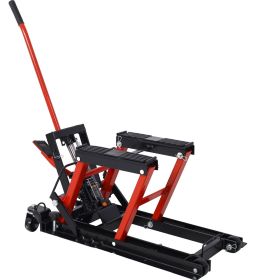 Hydraulic Motorcycle Lift Jack, 1500 LBS Capacity ATV Scissor Lift Jack, Portable Motorcycle Lift Table with 4 Wheels