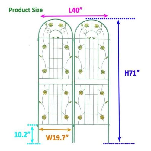 Metal Garden Trellis For Climbing Plants, Outdoor Flower Stand - Green