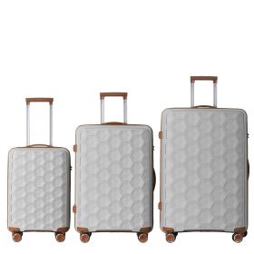 3-Piece Luggage Set Travel Lightweight Suitcases with Rolling Wheels, TSA lock & Moulded Corner, Carry on Luggages for Business, Trip, (20"/24"/2 (Main Material: Polypropylene, Main Color: Grey)