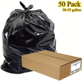 Extra Thick 65+ Gallon Trash Bags Heavy Duty - 100 Count Black Tear-Resistant Garbage Bags for Outdoor Waste, Leaf Cleanup (Black: 50 Pack)