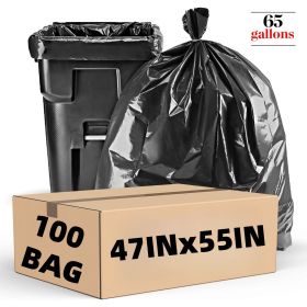 Extra Thick 65+ Gallon Trash Bags Heavy Duty - 100 Count Black Tear-Resistant Garbage Bags for Outdoor Waste, Leaf Cleanup (Black: 100 Pack)