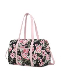MKF Collection Khelani Quilted Cotton Botanical Pattern Women Duffle Bag by Mia k (Material: Vegan Leather, Color: Black)