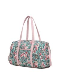 MKF Collection Khelani Quilted Cotton Botanical Pattern Women Duffle Bag by Mia k (Material: Vegan Leather, Color: Green)
