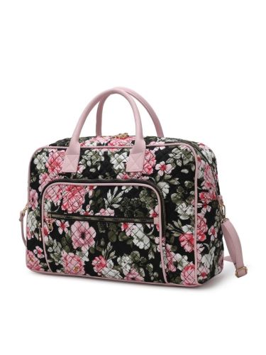 MKF Collection Jayla Quilted Cotton Botanical Pattern Women Duffle Bag by Mia k MKF Collection Jayla Quilted Cotton Botanical Pattern Women Duffle Bag by Mia k