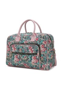 MKF Collection Jayla Quilted Cotton Botanical Pattern Women Duffle Bag by Mia k (Material: Vegan Leather, Color: Green)