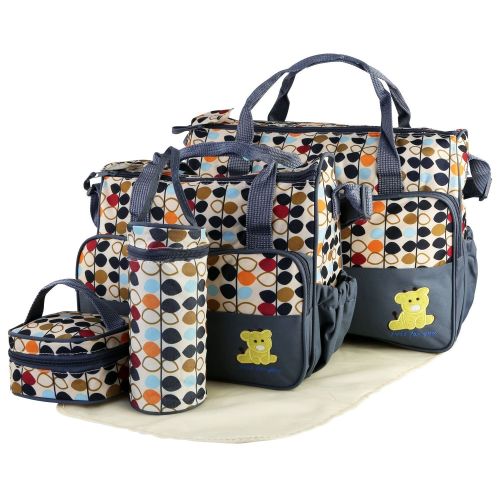 5PCS Baby Nappy Diaper Bags Set Mummy Diaper Shoulder Bags w/ Nappy Changing Pad Insulated Pockets Travel Tote Bags 5PCS Baby Nappy Diaper Bags Set Mummy Diaper Shoulder Bags w/ Nappy Changing Pad Insulated Pockets Travel Tote Bags