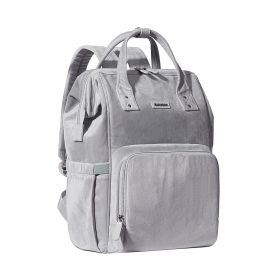 SUNVENO Velvet Stitching Diaper Bag Backpack Large Capacity Tote Shoulder Nappy Bag Organizer for Baby Care with Insulated Pockets,Waterproof Fab (Color: Grey)